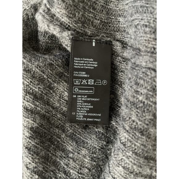 HM Alpaca Wool Blend Sweater Cardigan Women M/L Gray Lightweight Asymmetrical - Picture 4 of 6